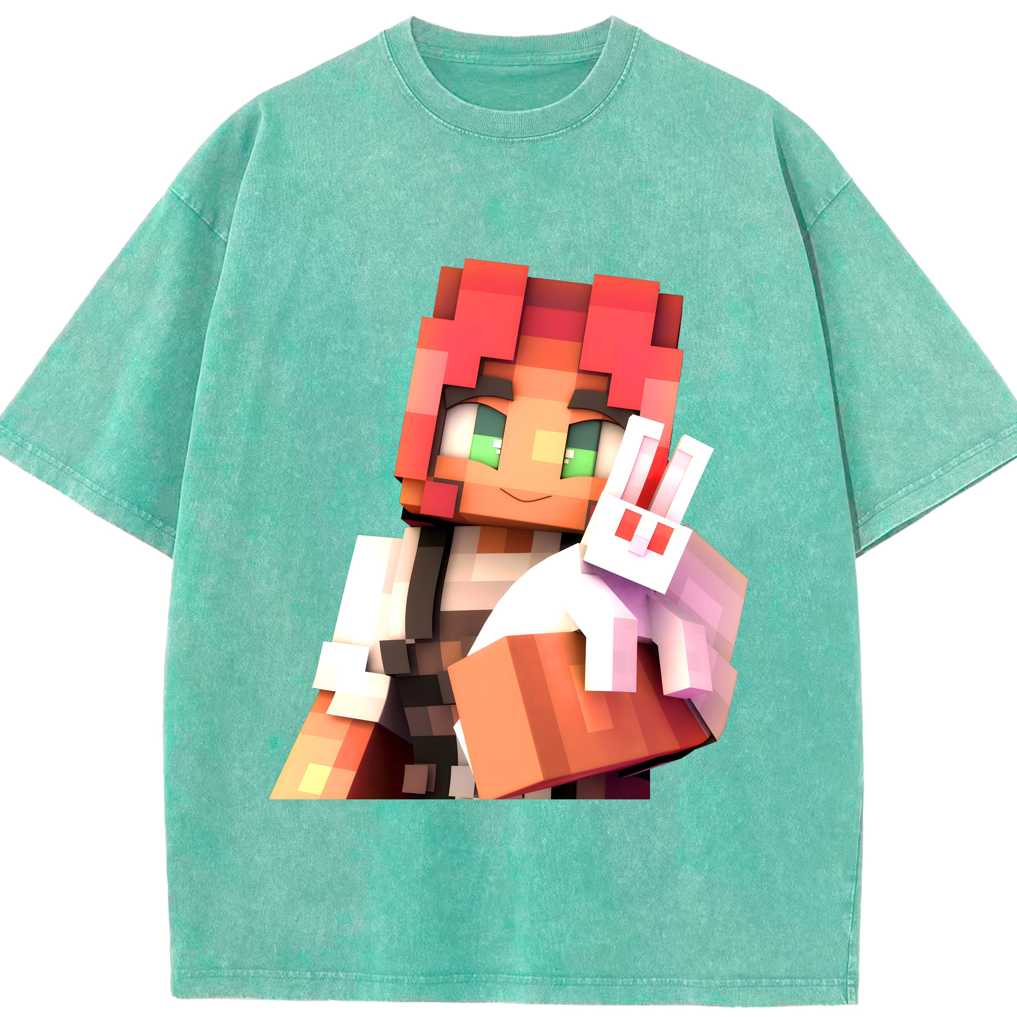 （画像用） マインクラフト ブロックの世界 Minecraft MC Block world 綿100% ヴィンテージ風 半袖Tシャツ（フロントプリント）